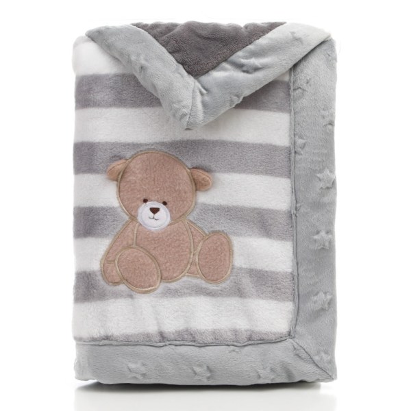 Baby kaksikerroksinen peitto Yksinkertainen printed flanellilammasvillainen kaksikerroksinen baby Gray bear 100X150cm