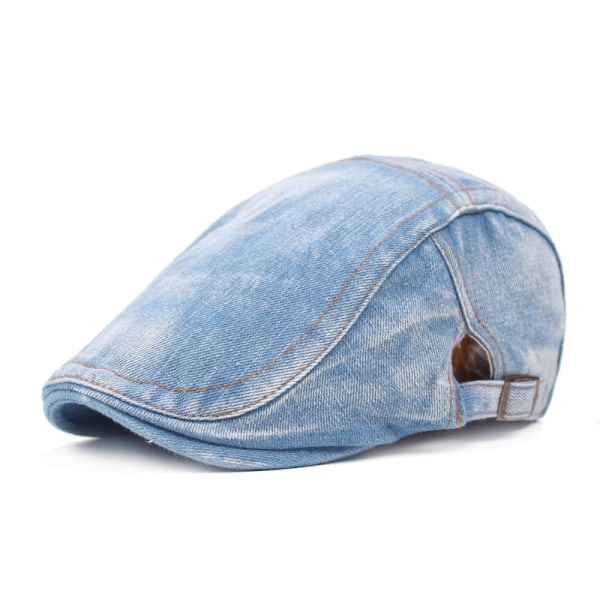 Baskerhatt Denim Basker cap Retro Casual hatt vår och höst förskottsmössa dammössa S-036 blue and white Adjustable