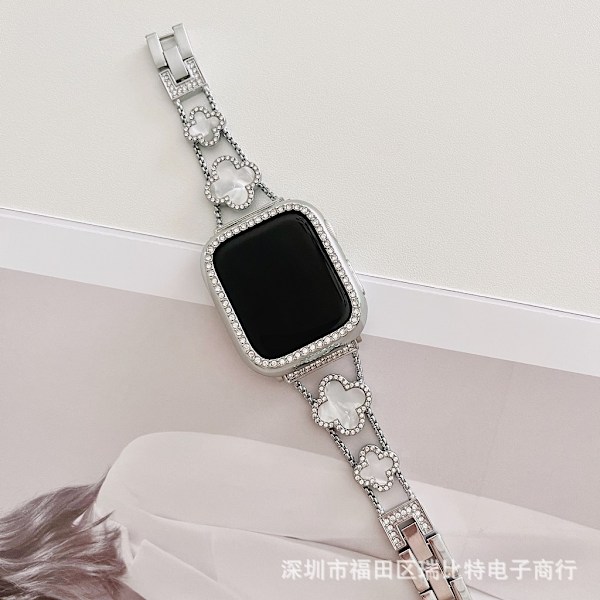 Klockarmband för Apple Watch iWatch 45mm 7/8/9 generation Silver med vit