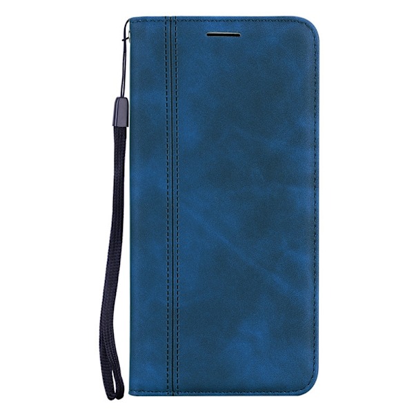 Kotelo iPhone 14 Plus -puhelimelle, sininen, nahkainen, napsautettava