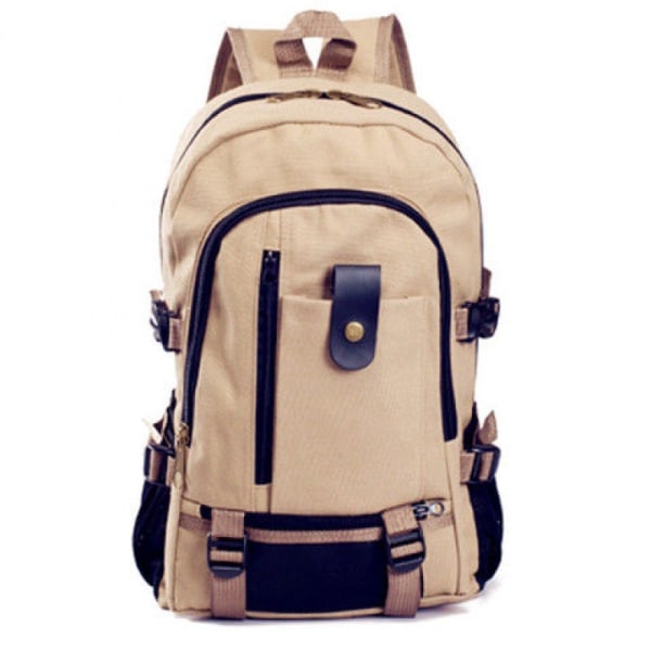 Backpack Trendy Fashionable Man Women's Medium College Students Bag Light khaki small