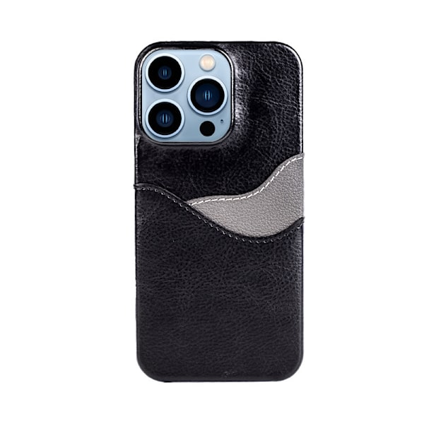 Fodral för iPhone 14 Pro svart läder kortplats
