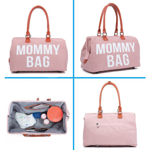 Pusletasker Mommy Bag Stor kapacitet Fashion Håndtasker til Moms Barselspakke Pink 18 inches