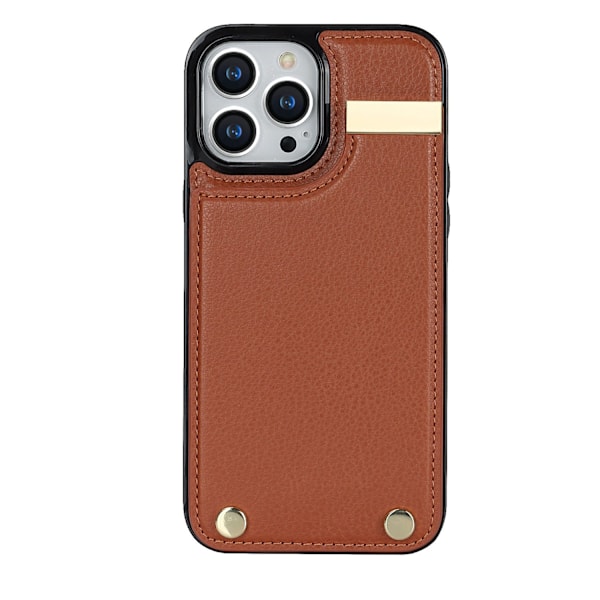 Etui til iPhone 15 Brun Læder High-end Harmonika Kort Slot Business