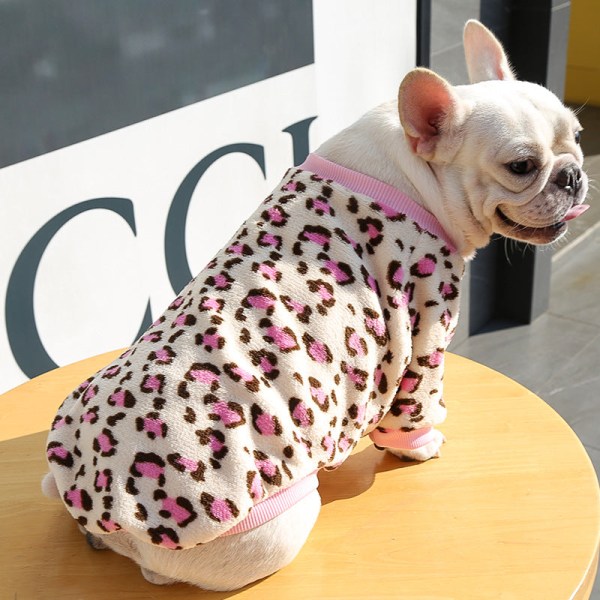 Kjæledyrsklær Middels Stor Hund Fransk Bulldog Valp Hund Høst Vinter Termisk Pyjamas Frakk Pink leopard print xl