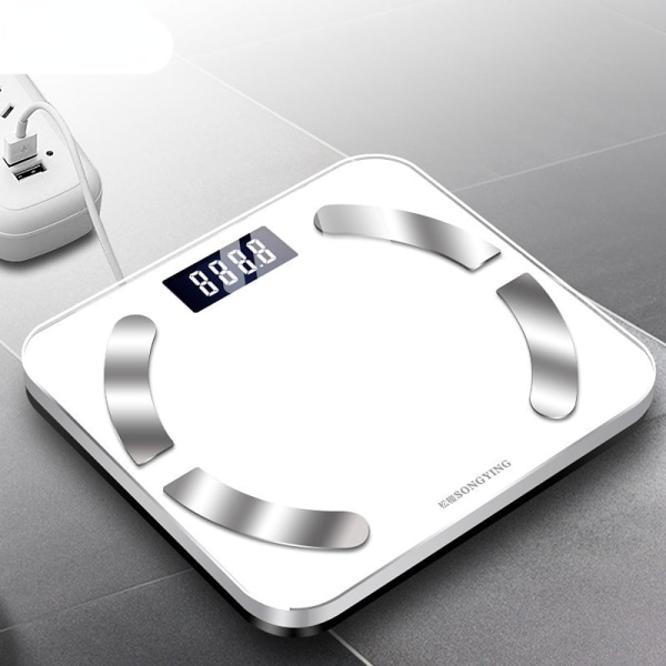 Kroppsvektskala Baderom rund hjørneplattform Digital Lading Smart Elektronisk Home Health White 290X260MM