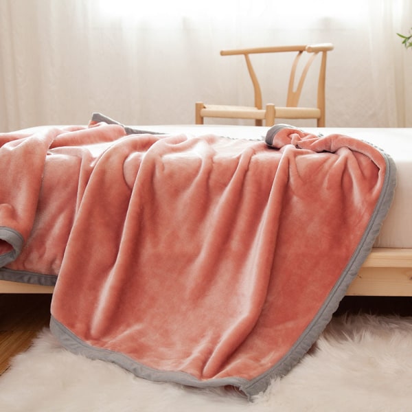 Brodert pledd Coral Fleece flanell pledd Kontor lur pledd Lunsjpause Air condition pledd Landi pink 120*200cm 1400g