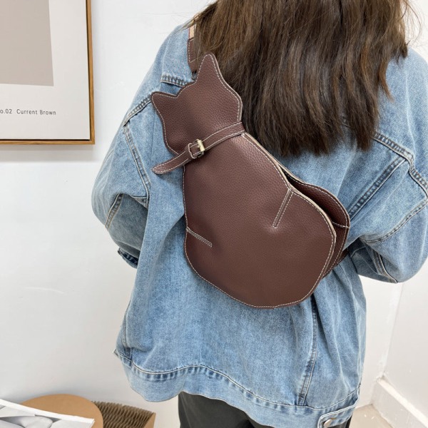 Kvinder Dame Håndtaske Cute Cat Crossbody Taske Online Influencer Fashion Unik One-Shoulder Brown