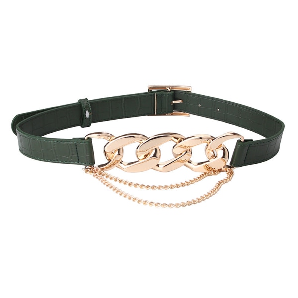 Kvinnor Bälten Personlighet Gatuskytte Metall Kedjesömmar Dekorativt bälte Mångsidigt Kläder Tillbehör Bälte Khaki 3.0cm*100cm