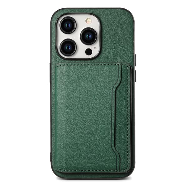 Etui til iPhone 14 Pro grønn selvklebende kortholder
