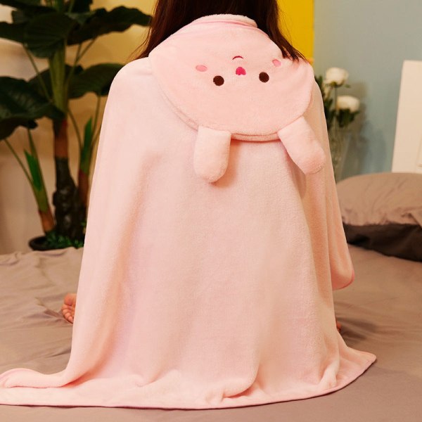 Coral Fleece Barn liten filt Huva Cape Cover Benfilt Luftkonditionering Tupplursfilt Bunny 70*125cm