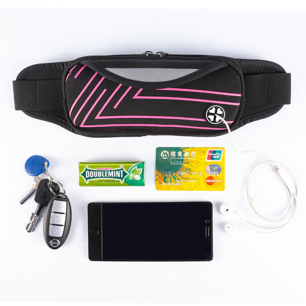 Fanny Pack Løpebelte Midjeveske Organizer Kamuflasje Vanntett Multifunksjonell 1stk Transfer pink 6-inch