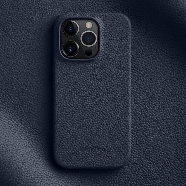 Fodral för iPhone 13 mörkblått läder anti fall
