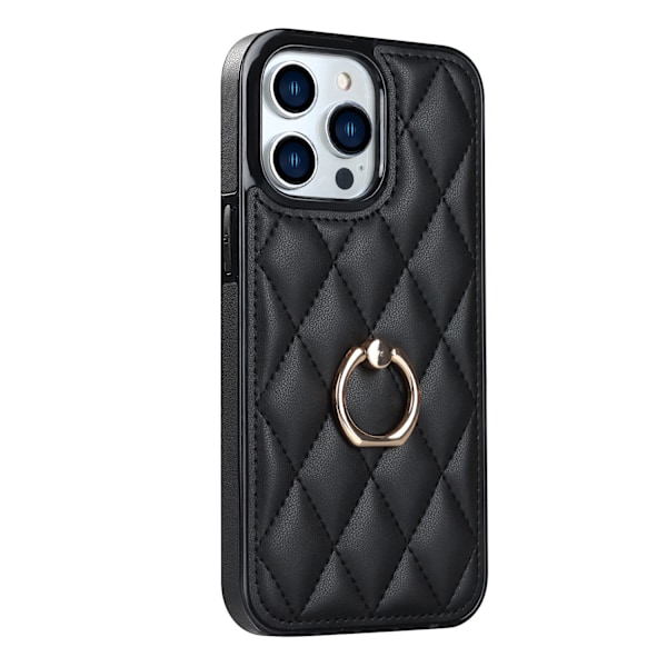 Fodral för iPhone 13PROMAX svart ins ring diamantfäste läder anti fall