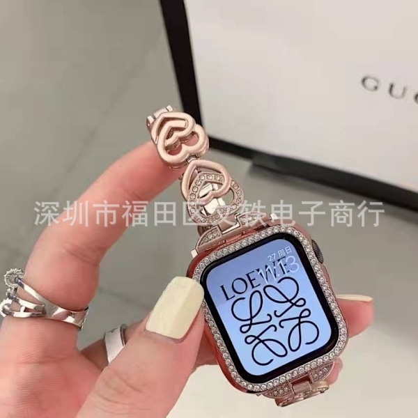 Kellon ranneke Apple Watch iWatch 38/40/41mm vaaleanpunainen litteä solkiranneke
