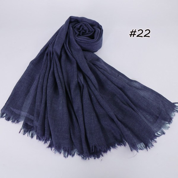 Kvinder Tørklæde Sjal 2022 Bomuld Linned Ensfarvet Tr Bomuld Koreansk Stil 22# Dark Blue 190cm