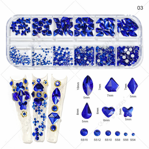Kynsikoristeet Nail Art Uusi tuote Nail Beauty Fancy Shape Diamonds AB Värikäs NDO-495-03