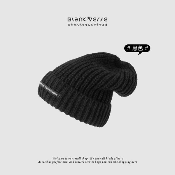 Lämmin talvi neulottu pipo hatut korealaistyylistä syksyä ja kirjaimia All-Match neulepusero Kylmäpaksuinen naisten unisex Black