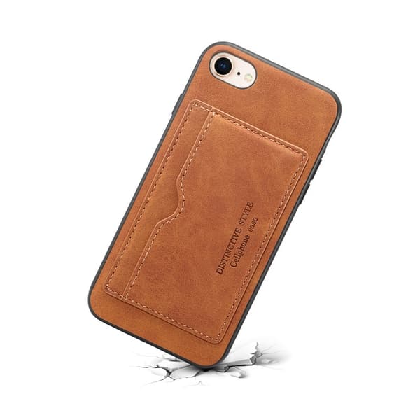 Fodral för iPhone 14 Pro Max brun kortplats läder