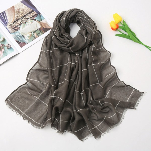 Dam Scarf Sjal 2022 Höst Vinter Randigt Varmt solskydd Casual 10# khaki light 190-75cm