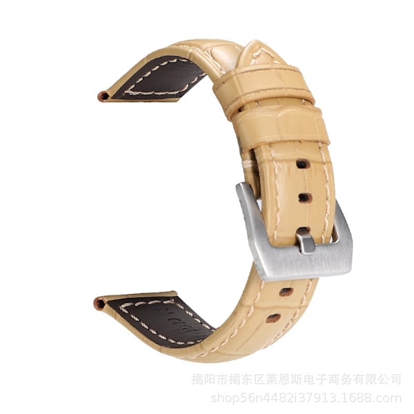 Urrem til Apple Watch iWatch Anvendelig interface 38-40-41mm HW-bambuslæder lysebrun-sølvspænde- PNH