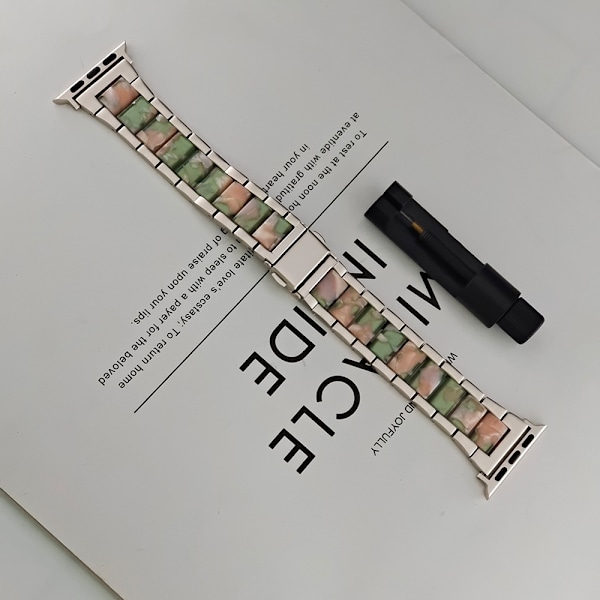 Kellon ranneke Apple Watch iWatch 42-44-45MM Tähtisumu + Vaaleanpunainen Kukka Hartsi
