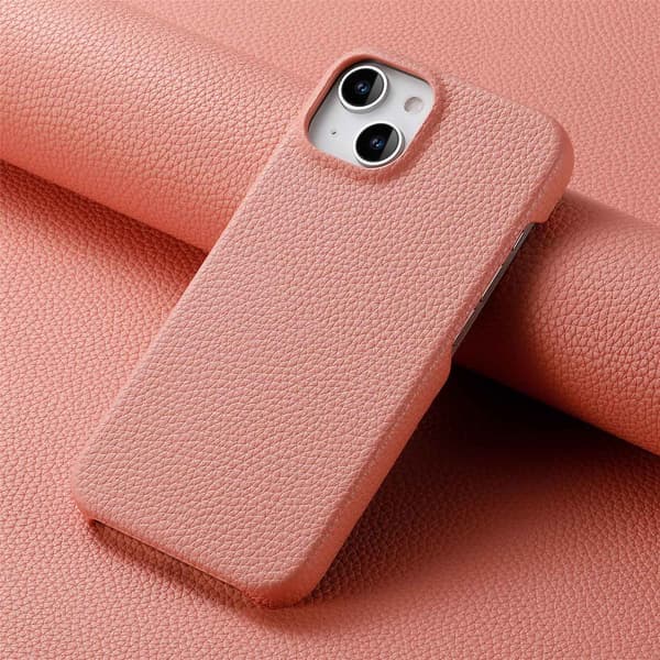 Fodral för iPhone 17 Pro Max Rosa läder enfärgad enkel