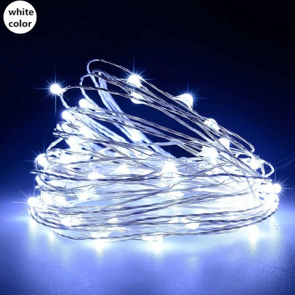 3/4/5m kobbertråd LED-streng Feriebelysning Fairy Garland Juletræ Bryllupsfest dekoration Like the picture 5M-White