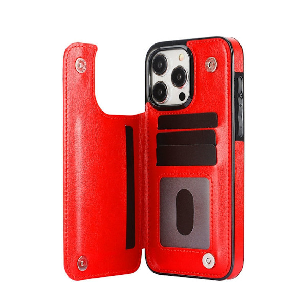 Etui til iPhone 13 mini rød multifunksjon kortholder