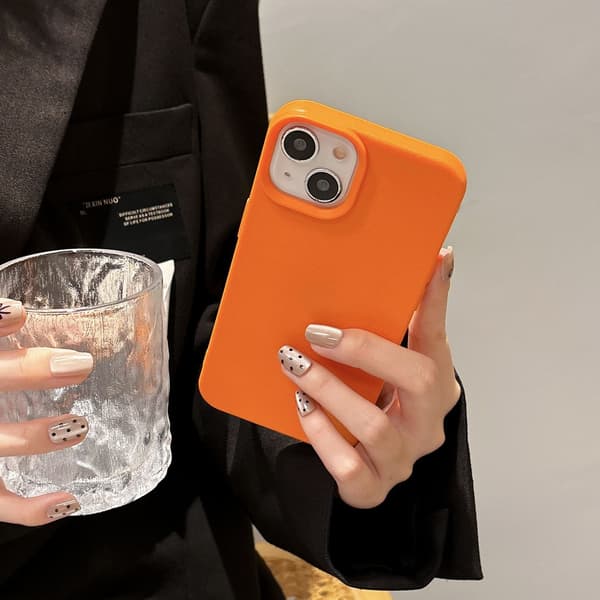 Fodral för iPhone 17 Läder Orange Lädertextur Silikon