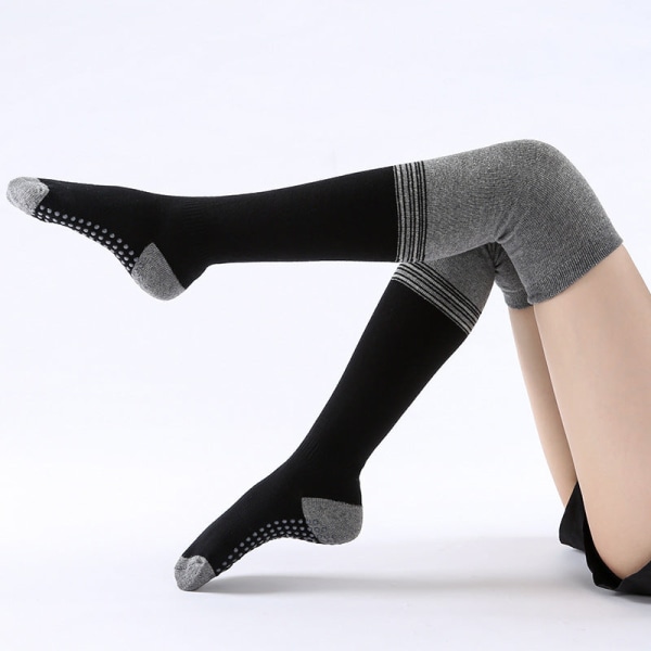 Lange engangs non-slip yoga sokker 3 par dame cross strop Rygløse bomuldsstrømper Gray stitching