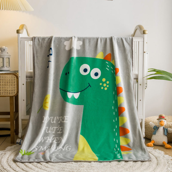 Barnfilt Enkellager & tunn tecknad flanellfilt Kindergarten Four Seasons cover Dinosaur 100*140cm