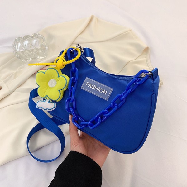 Mænd kvinder Fanny Pack taljetaske Bredbånd One-Soulder Sommer Følelse Lille Kvinde Western Style Matchende lærred Blue Pendant