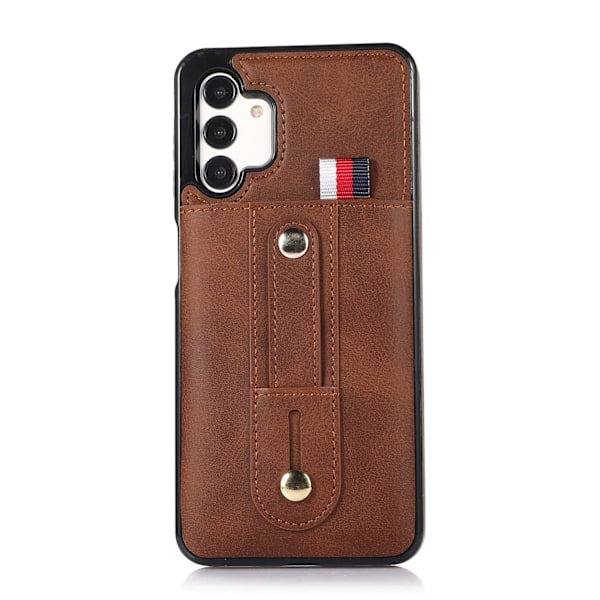 Kotelo iPhone 14 Pro:lle, ruskea korttipaikka, rengas, nahkainen pidike, lompakko