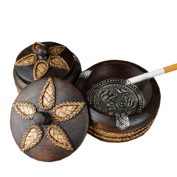 Askebæger Sydøstasiatisk stil Håndlavet blikpladelåg Dekoration til mænds gaveaskebæger Large size diameter about 12cm