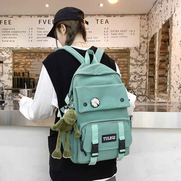 Kouluopiskelijareppu College Bookbag Matkalaukku Suuri kapasiteetti Pariskunnalle casual muoti Green