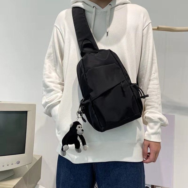 Mænd kvinder Fanny Pack taljetaske Skulder Mænds Casual s Hip Hop Student Lille kvindelige modemærke 703 black dinosaur pendant