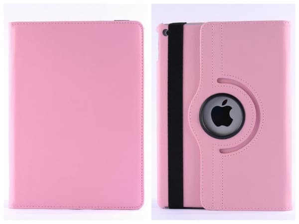 Etui for iPad AIR/ 5 rosa roterende lær lychee mønster stativ batch