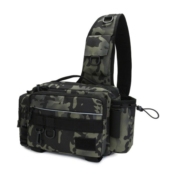 Naisten tyttöreppu olkalaukku koululaukku Suuri tilavuus monitoiminen vyötärölaukku onkivapa Tactical Crossbody Fishing Dark Night Camouflage