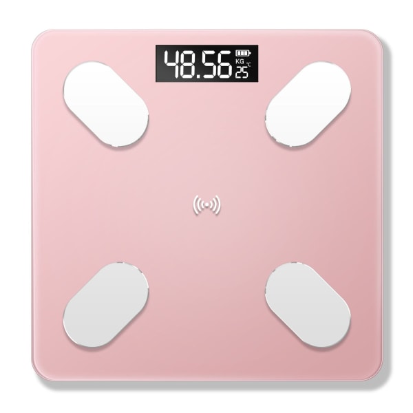 Kroppsvektskala Bad rund hjørneplattform Digital Smart Lading Elektronisk hjemmepresisjon NO.2 Pink 26*26cm