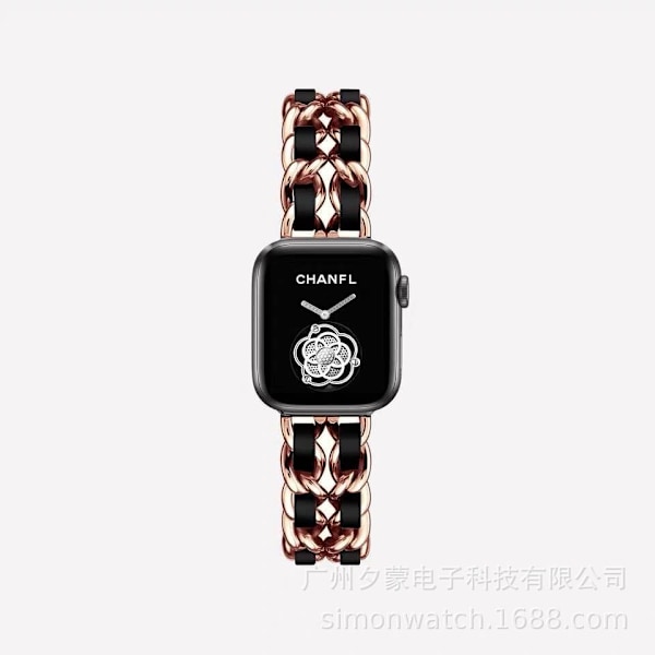 Kellon ranneke Apple Watch iWatch 38/40/41mm ruusukulta musta köysi