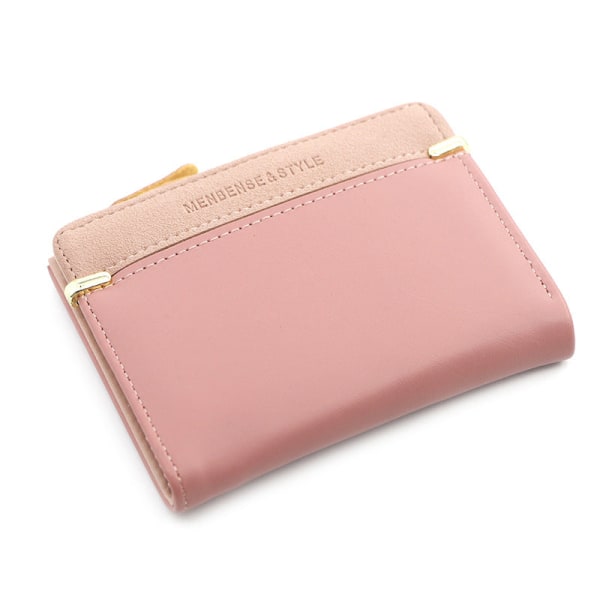 Kort damelommebok med glidelås Enkel og elegant myntveske Lommebok-ID-clutch for kvinner Deep pink