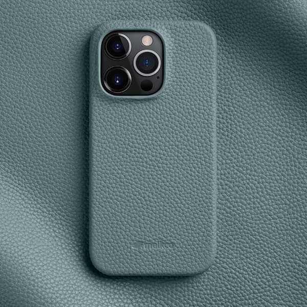 Etui for iPhone 15 Plus Linblå Lær Fallsikkert
