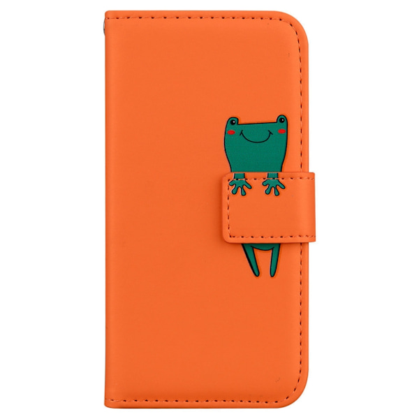 Fodral för iPhone 13PRO orange läder tecknad djur plånbok