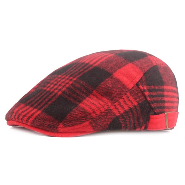 Baskerhatt Bomull Basker Cap Förtjockad hatt Herr och kvinnor Advance Hattar Rutig tygmössa för äldre Herrmössa Red Adjustable