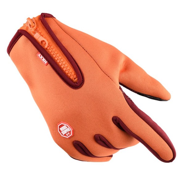 Kvinnor Män Cykelhandskar Full Finger Touch Screen Utomhus Zipper Sport Varm bergsbestigning B style Rose Red L