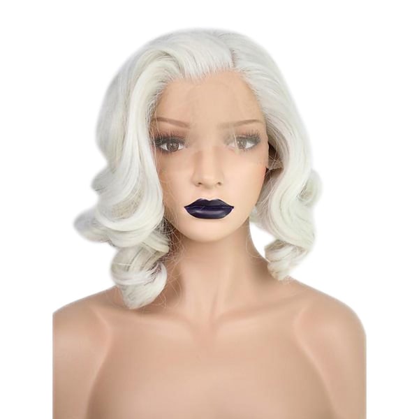 Kvinder paryk Marilyn Monroe Front blonde Hvidt kort krøllet hår W107