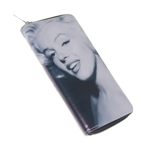 Monroe Pu pitkä vetoketjullinen lompakko Vaakasuuntainen neliömäinen lompakkopainatus vetoketjulla White
