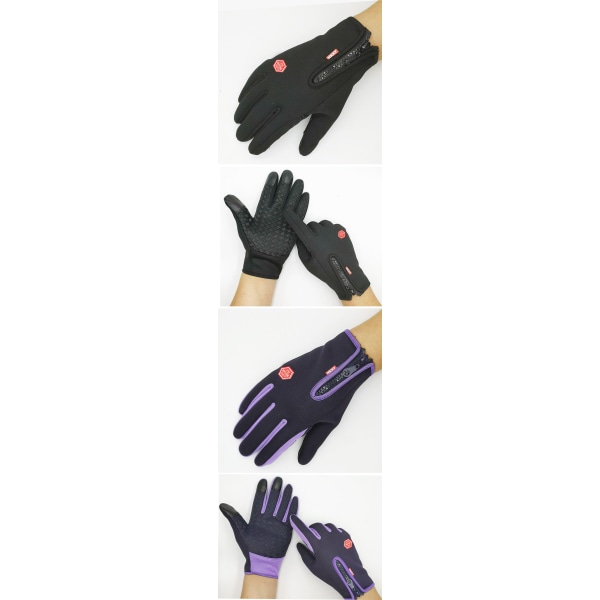 Kvinder Mænd Cykelhandsker Udendørs Varme Vindtætte Touch Screen Handsker Black L