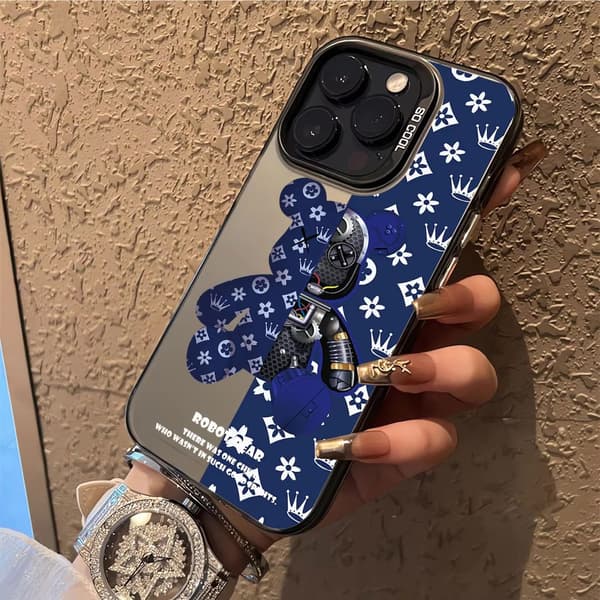 Kotelo iPhone 17 Laser Mechanical Bear H405P1 Harmaa